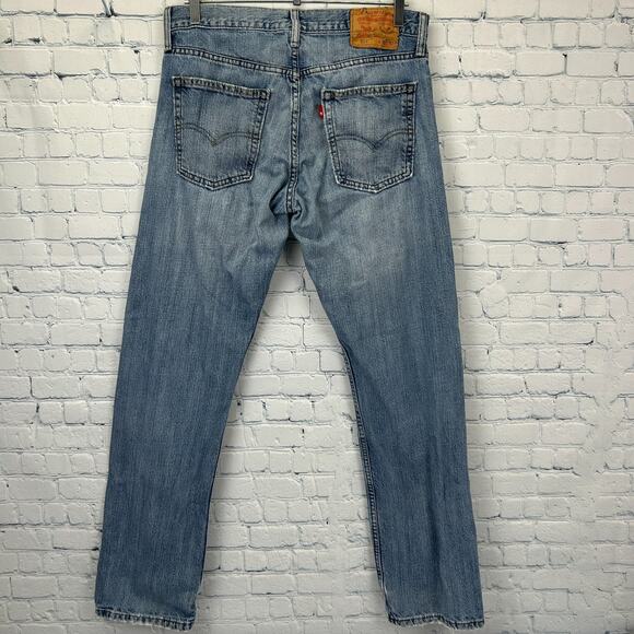 Levis 514 Straight Fit Jeans Distressed Levi Strauss Denim Blue Mens 32x32 - Picture 3 of 14
